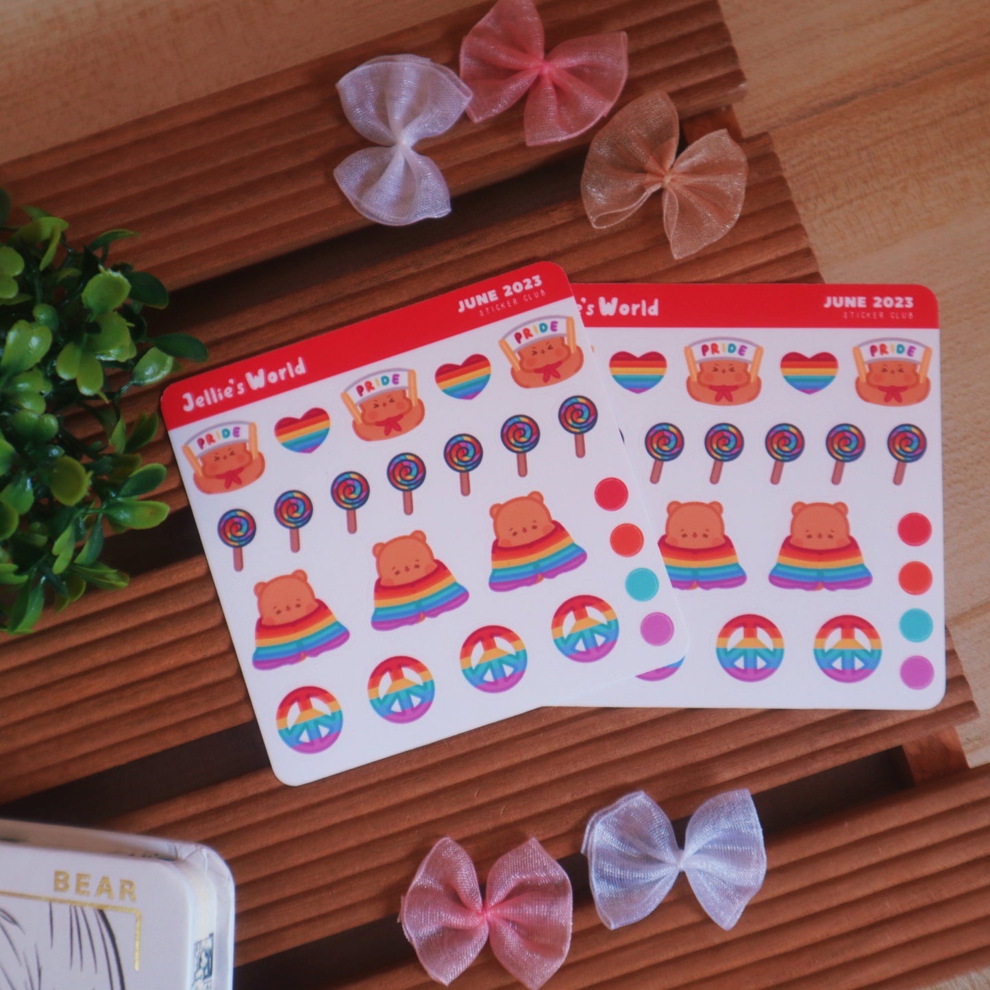 Pride Flag Pride Parade Planner Stickers-LGBT Cute Brown Bear - Mini Bujo/Bullet Journal Planner Stickers - Matte/Glossy