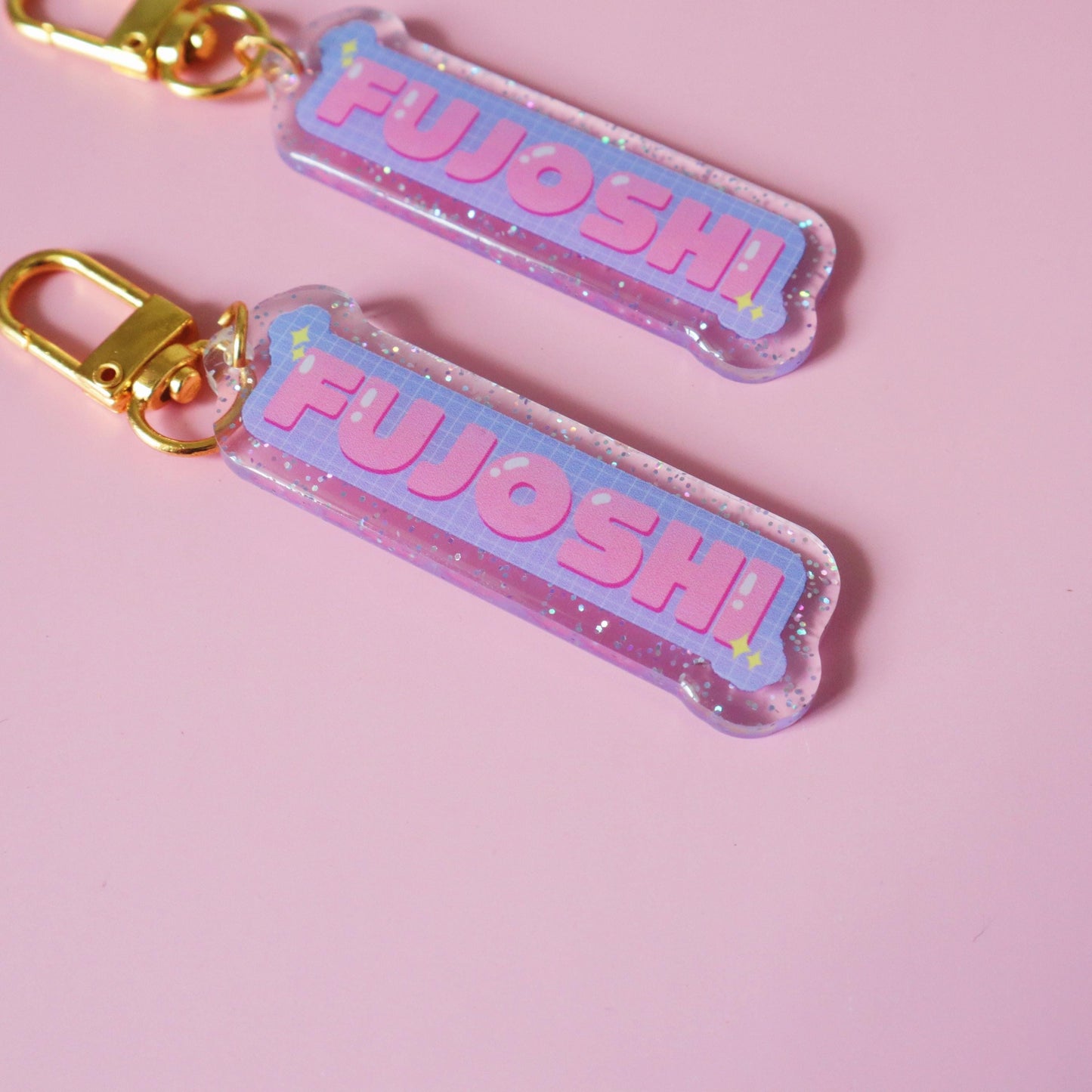 Fujoshi Glitter Keychain - Yaoi Boys Love Manhwa Manga Charm - Sparkly Acrylic Keyring/Charms - Jellie's World
