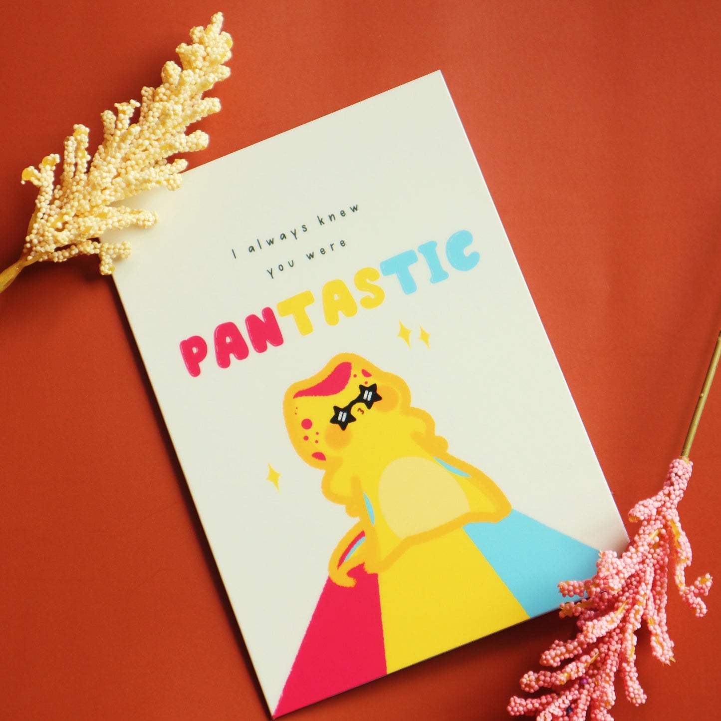 Pansexual PANTASTIC Birthday Card-Pansexual Flag Pascal -Cute Queer LGBT Birthday Card