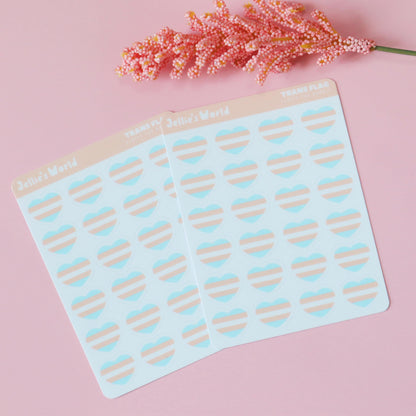 Trans Flag Hearts Planner Stickers - Matte/Glossy