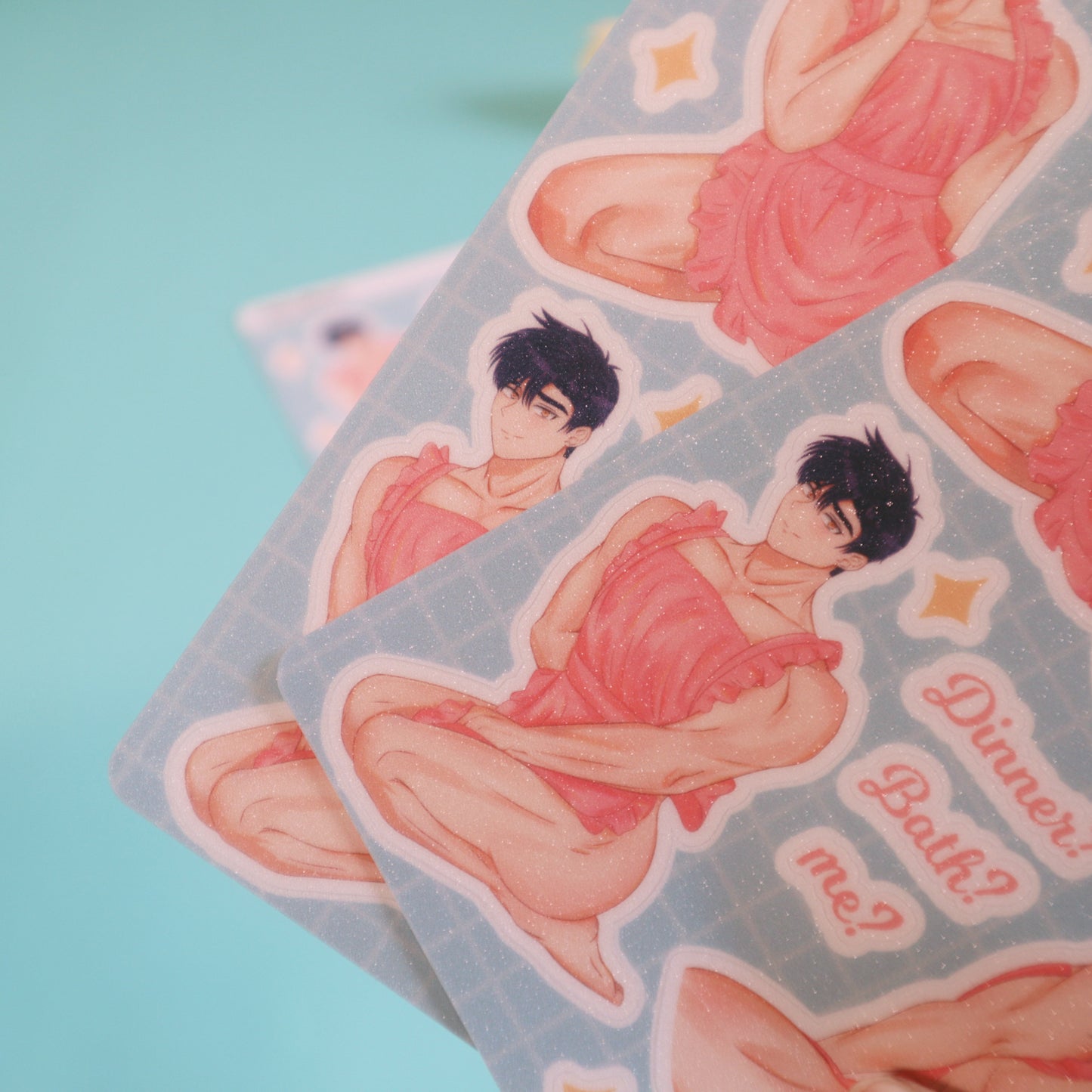 Hadaka Apron Fanart Sticker Sheet - Yaoi/BL Manhwa  - Waterproof Laptop Stickers Glitter/Glossy/Matte