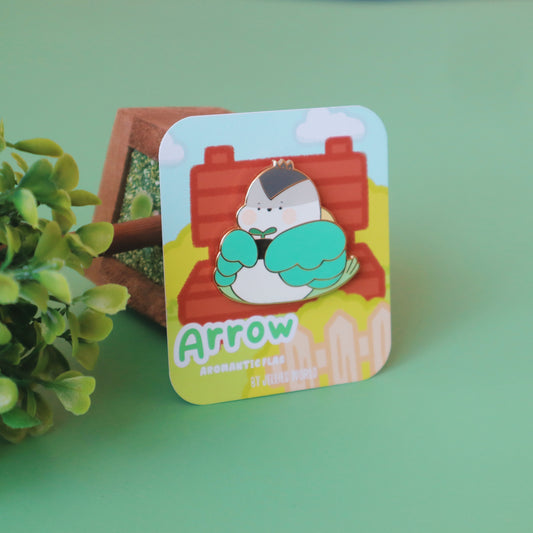Aromantic Flag Enamel Pin - Subtle LGBT Aro Mascot