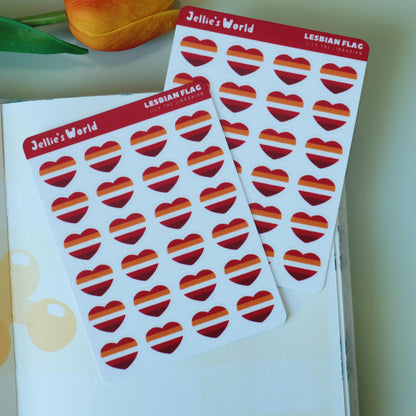 Lesbian Flag Hearts Planner Stickers - Matte/Glossy