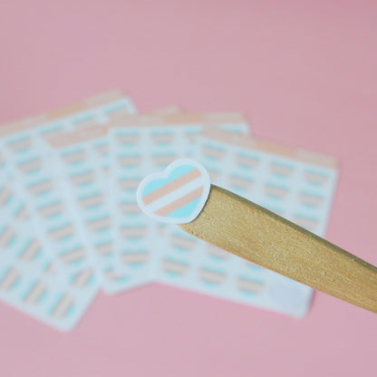 Trans Flag Hearts Planner Stickers - Matte/Glossy