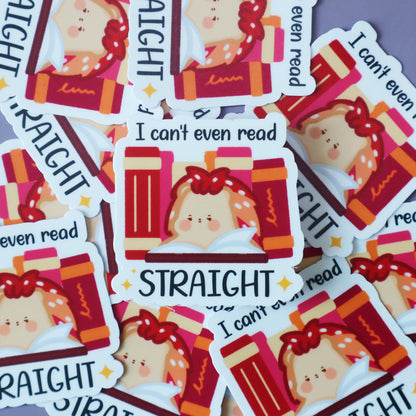 I can't even read straight LGBT Sticker- Cute Lily the Hedgehog Lesbian Flag mascot - Waterproof /Glossy/Matte Laptop Decal Stickers