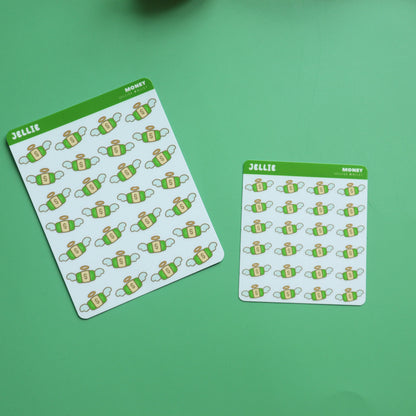 Money Flying Hobonichi Stickers - Finances Bujo/Bullet Journal Planner Stickers - Matte/Glossy