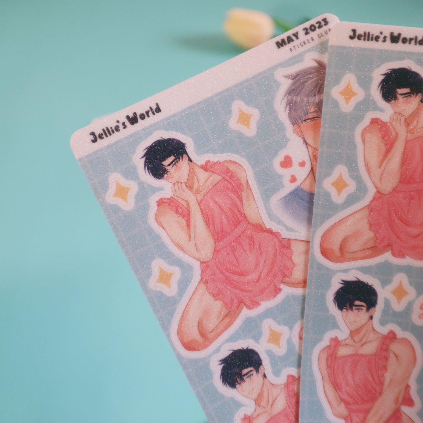 Hadaka Apron Fanart Sticker Sheet - Yaoi/BL Manhwa  - Waterproof Laptop Stickers Glitter/Glossy/Matte