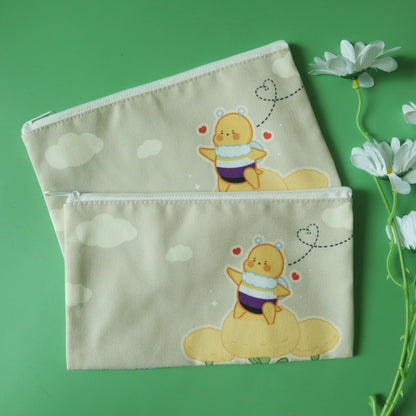 Non-Binary Flag Pencil Case - Subtle LGBT Enby Mascot - Kawaii Yellow Bee Flower Bennie -Jellie's World-