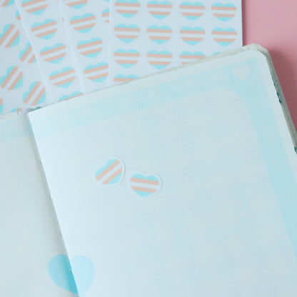 Trans Flag Hearts Planner Stickers - Matte/Glossy