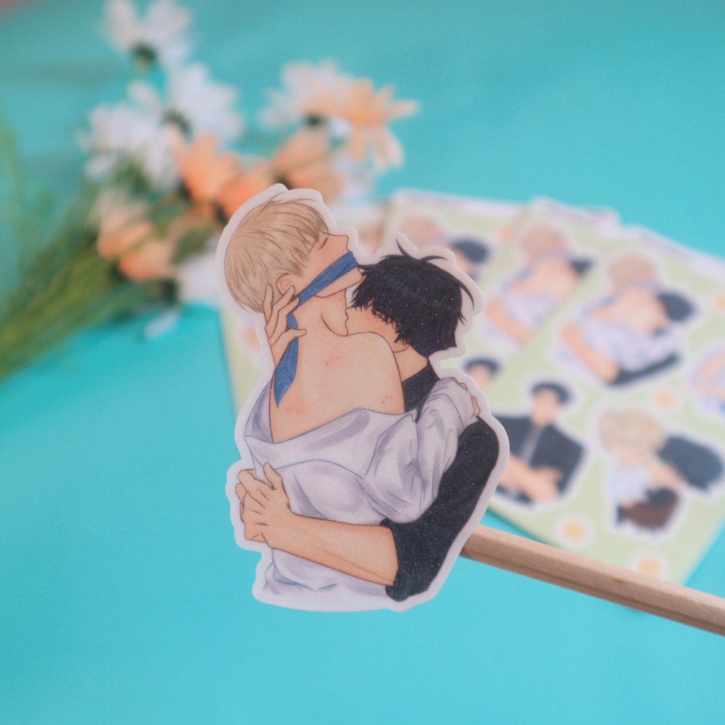 Office AU Fanart Sticker Sheet - Yaoi/BL Manhwa  - Waterproof Laptop Stickers Glitter/Glossy/Matte