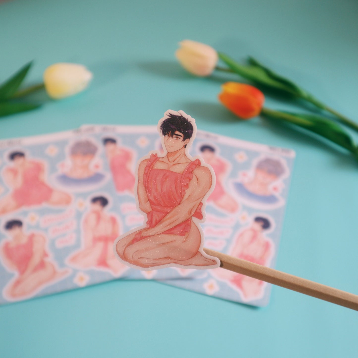 Hadaka Apron Fanart Sticker Sheet - Yaoi/BL Manhwa  - Waterproof Laptop Stickers Glitter/Glossy/Matte