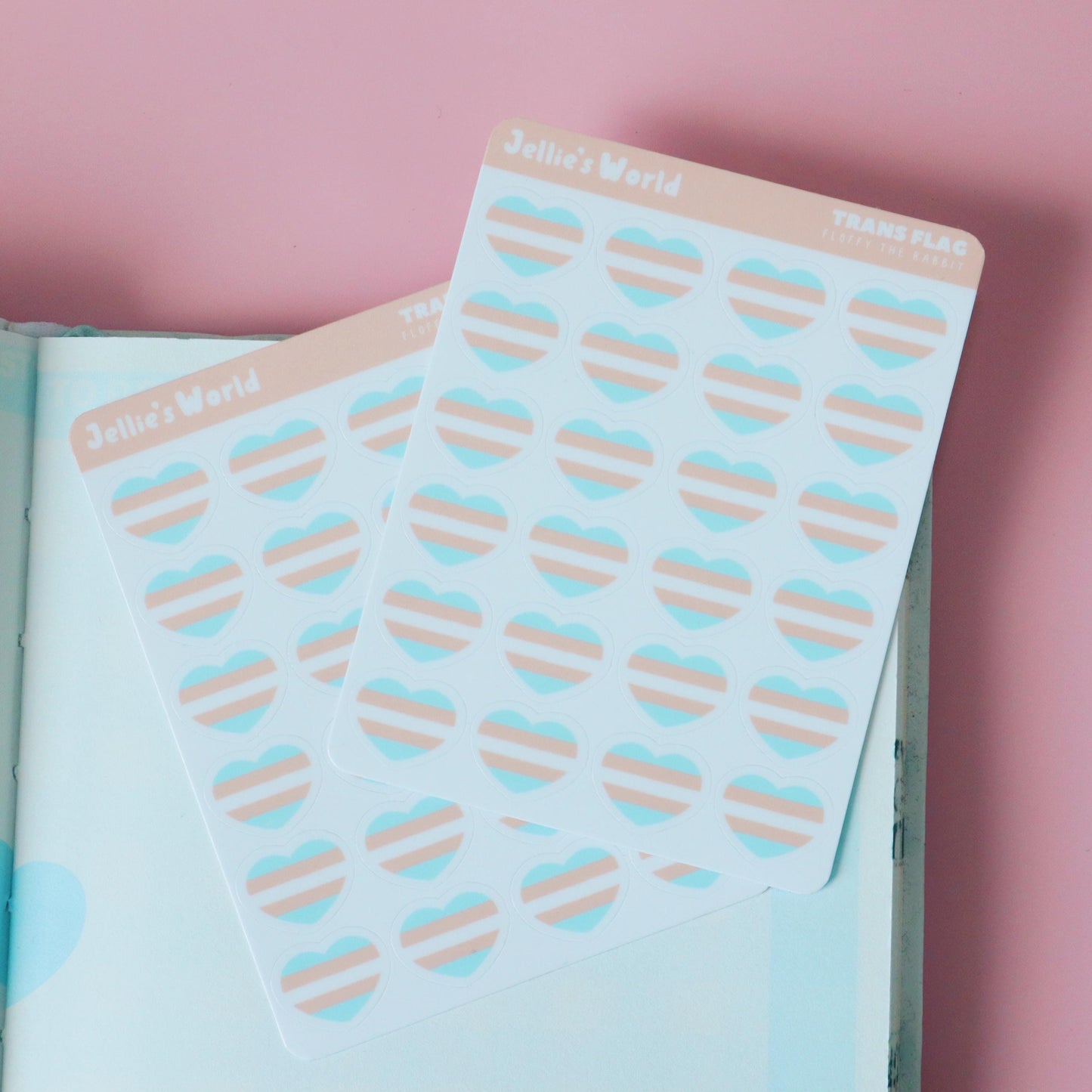 Trans Flag Hearts Planner Stickers - Matte/Glossy