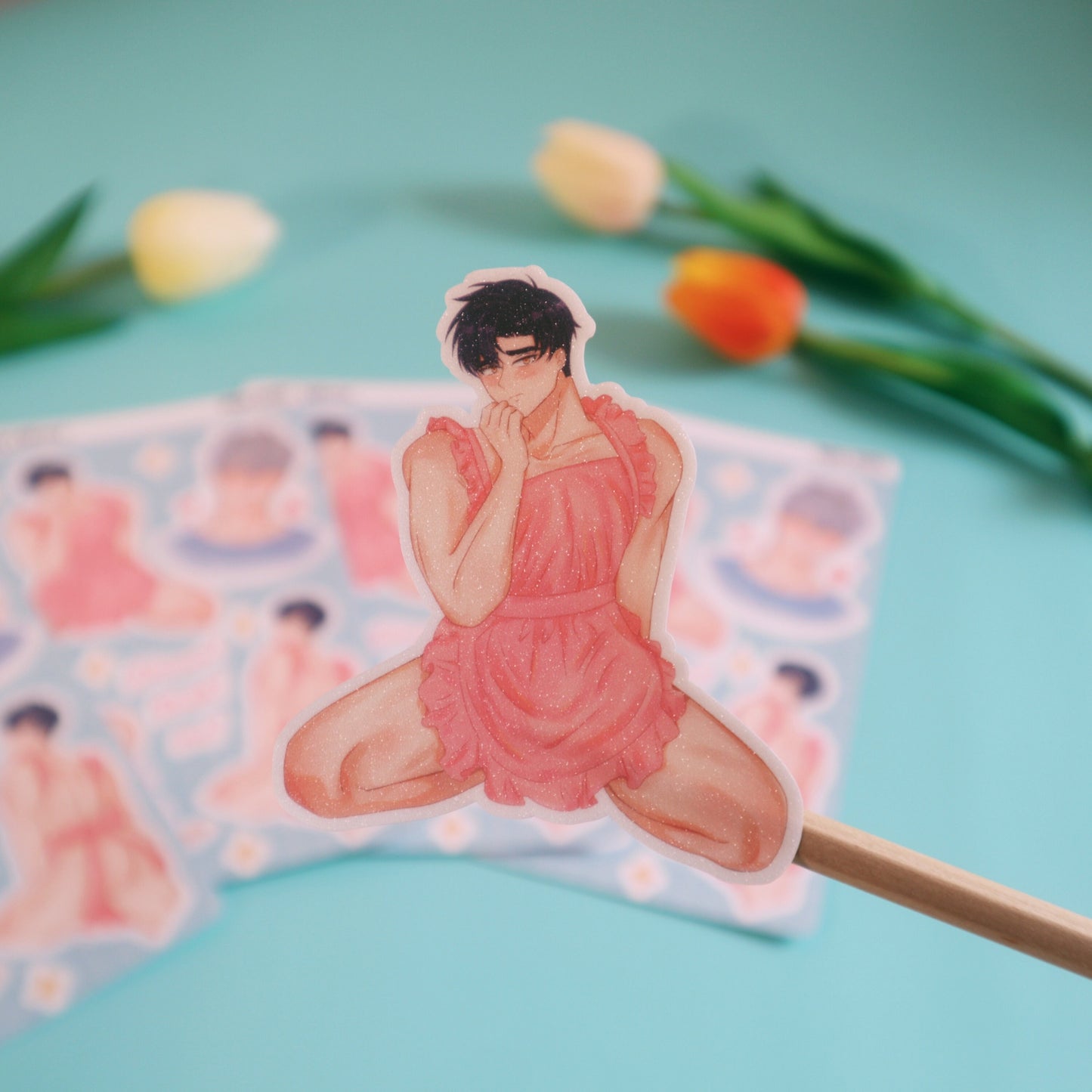 Hadaka Apron Fanart Sticker Sheet - Yaoi/BL Manhwa  - Waterproof Laptop Stickers Glitter/Glossy/Matte