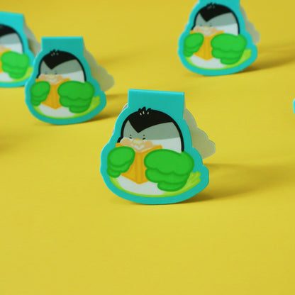 Aromantic Flag Magnetic Bookmark- Subtle LGBT Aromantic Mascot Arrow- Kawaii Bird Eating Book Bookmark