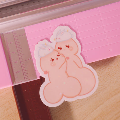 Chibi Penis Cute Rabbit Year - Yaoi/BL Manhwa Uke-chin Seme-chin Waterproof Holographic/Glossy/Matte Laptop Decal Stickers