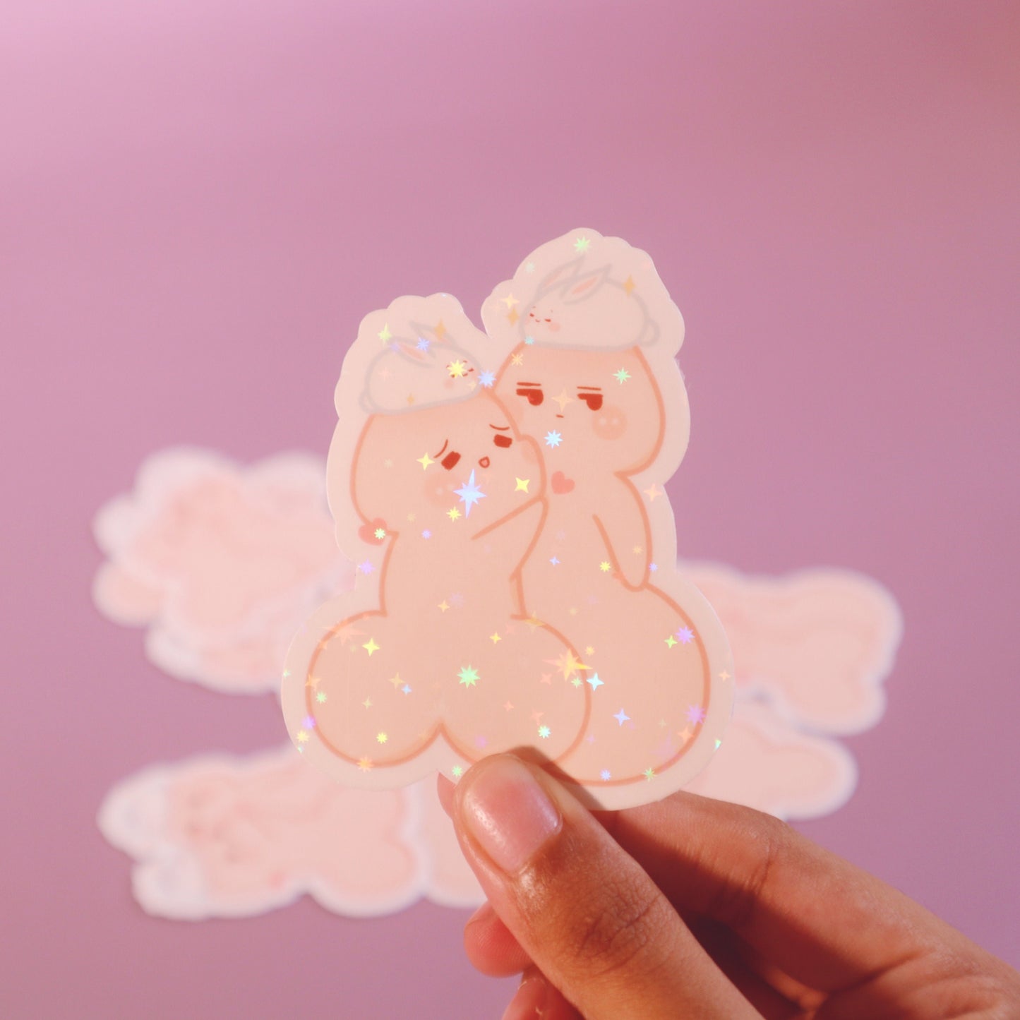Chibi Penis Cute Rabbit Year - Yaoi/BL Manhwa Uke-chin Seme-chin Waterproof Holographic/Glossy/Matte Laptop Decal Stickers