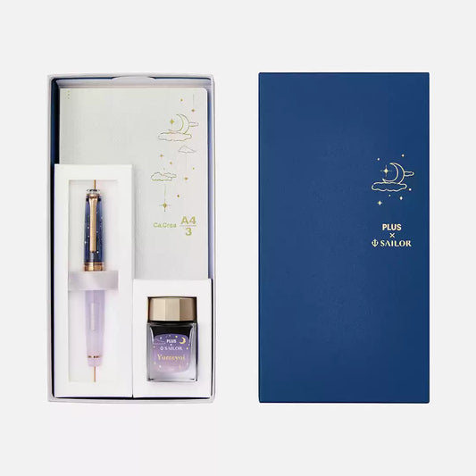 SAILOR X Ancora "Yumezora" 14k Gold/Steel Fountain Pen - Dream Night Limited Edition Set