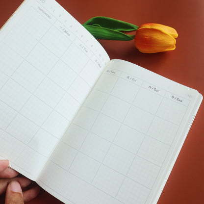 CRENA A6/A5 DayFree Diary [UNDATED] - White/Brown/Black