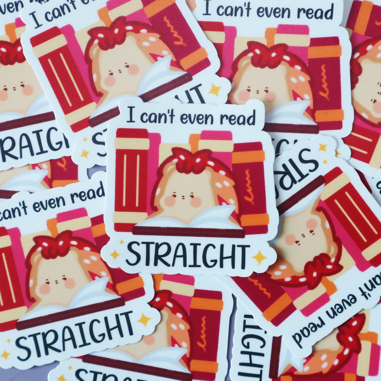 I can't even read straight LGBT Sticker- Cute Lily the Hedgehog Lesbian Flag mascot - Waterproof /Glossy/Matte Laptop Decal Stickers