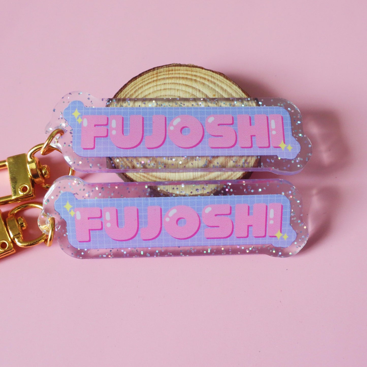 Fujoshi Glitter Keychain - Yaoi Boys Love Manhwa Manga Charm - Sparkly Acrylic Keyring/Charms - Jellie's World