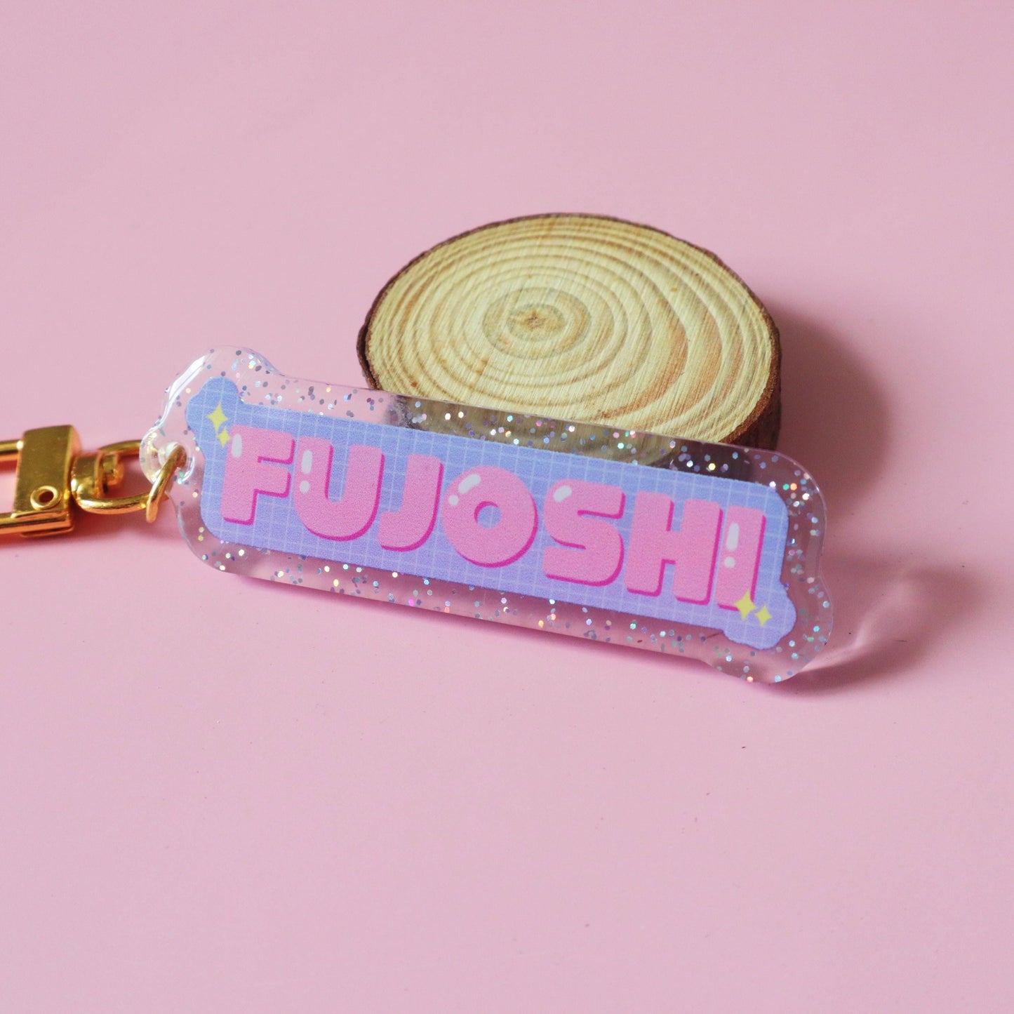 Fujoshi Glitter Keychain - Yaoi Boys Love Manhwa Manga Charm - Sparkly Acrylic Keyring/Charms - Jellie's World