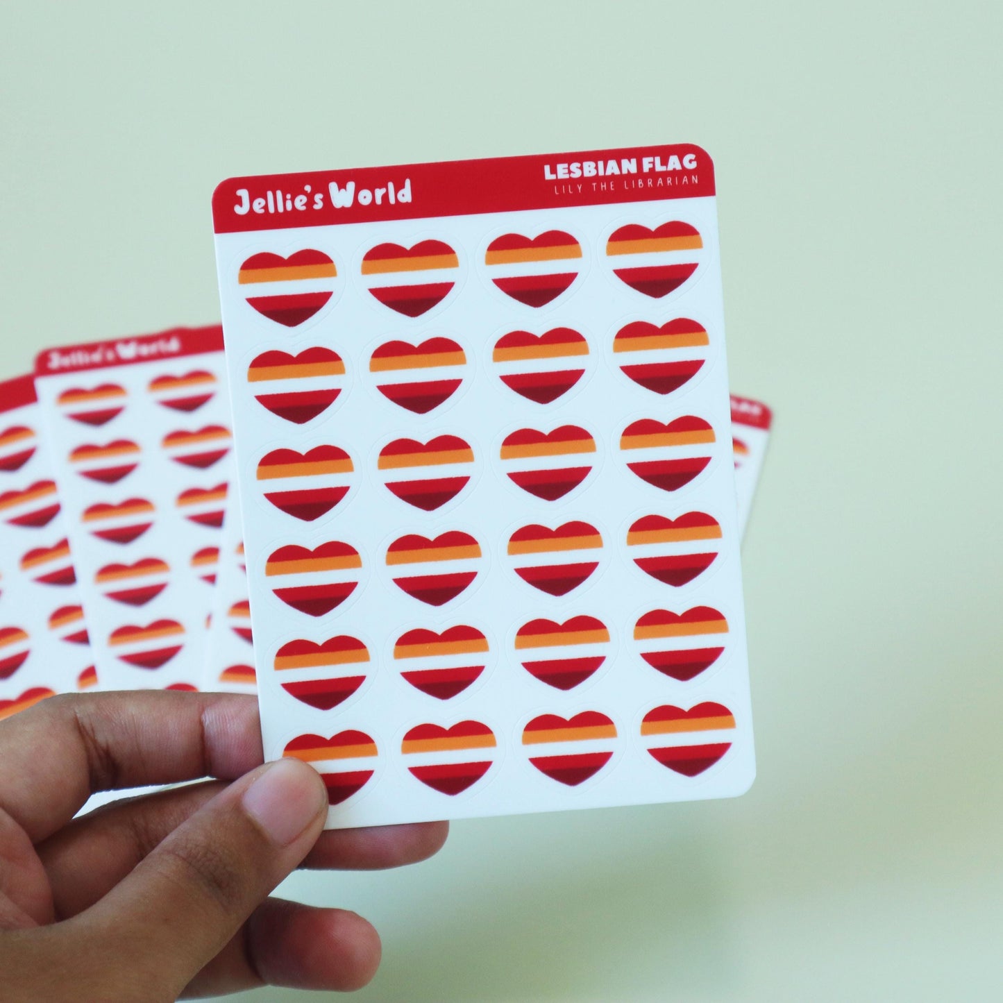 Lesbian Flag Hearts Planner Stickers - Matte/Glossy