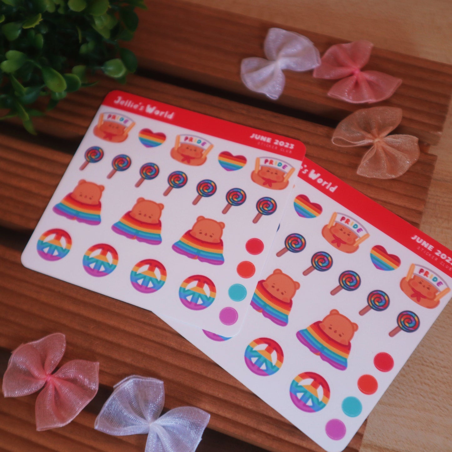 Pride Flag Pride Parade Planner Stickers-LGBT Cute Brown Bear - Mini Bujo/Bullet Journal Planner Stickers - Matte/Glossy