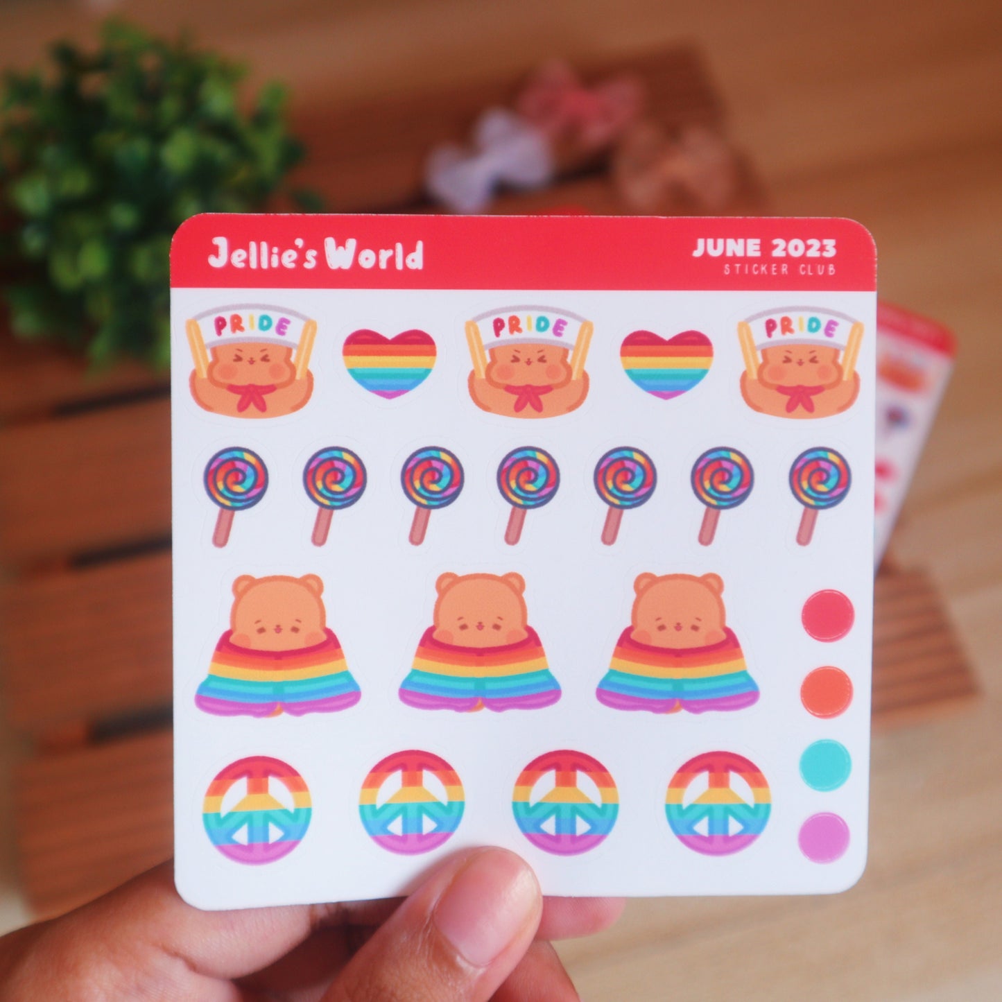 Pride Flag Pride Parade Planner Stickers-LGBT Cute Brown Bear - Mini Bujo/Bullet Journal Planner Stickers - Matte/Glossy