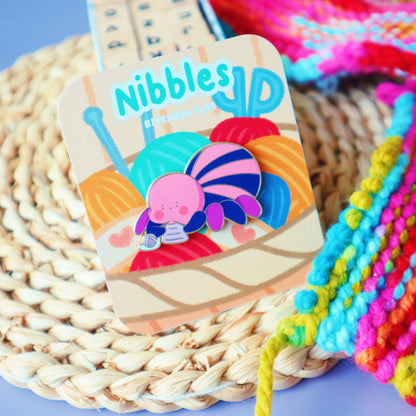 Bisexual Flag Enamel Pin - Subtle LGBT Bi Mascot - Kawaii Blue Purple Spider Tailor Nibbles -Jellie's World-