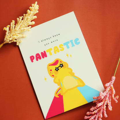 Pansexual PANTASTIC Birthday Card-Pansexual Flag Pascal -Cute Queer LGBT Birthday Card