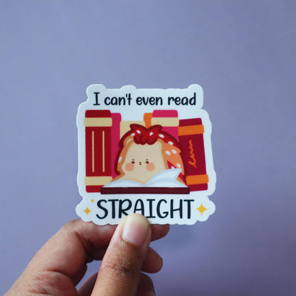 I can't even read straight LGBT Sticker- Cute Lily the Hedgehog Lesbian Flag mascot - Waterproof /Glossy/Matte Laptop Decal Stickers