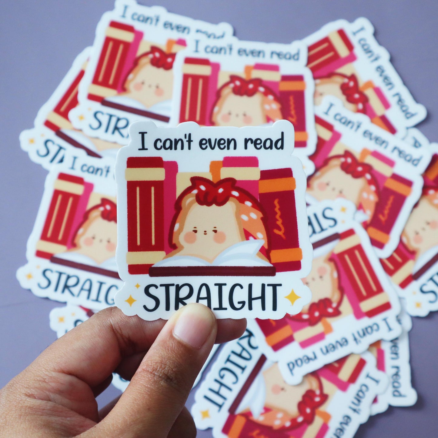 I can't even read straight LGBT Sticker- Cute Lily the Hedgehog Lesbian Flag mascot - Waterproof /Glossy/Matte Laptop Decal Stickers