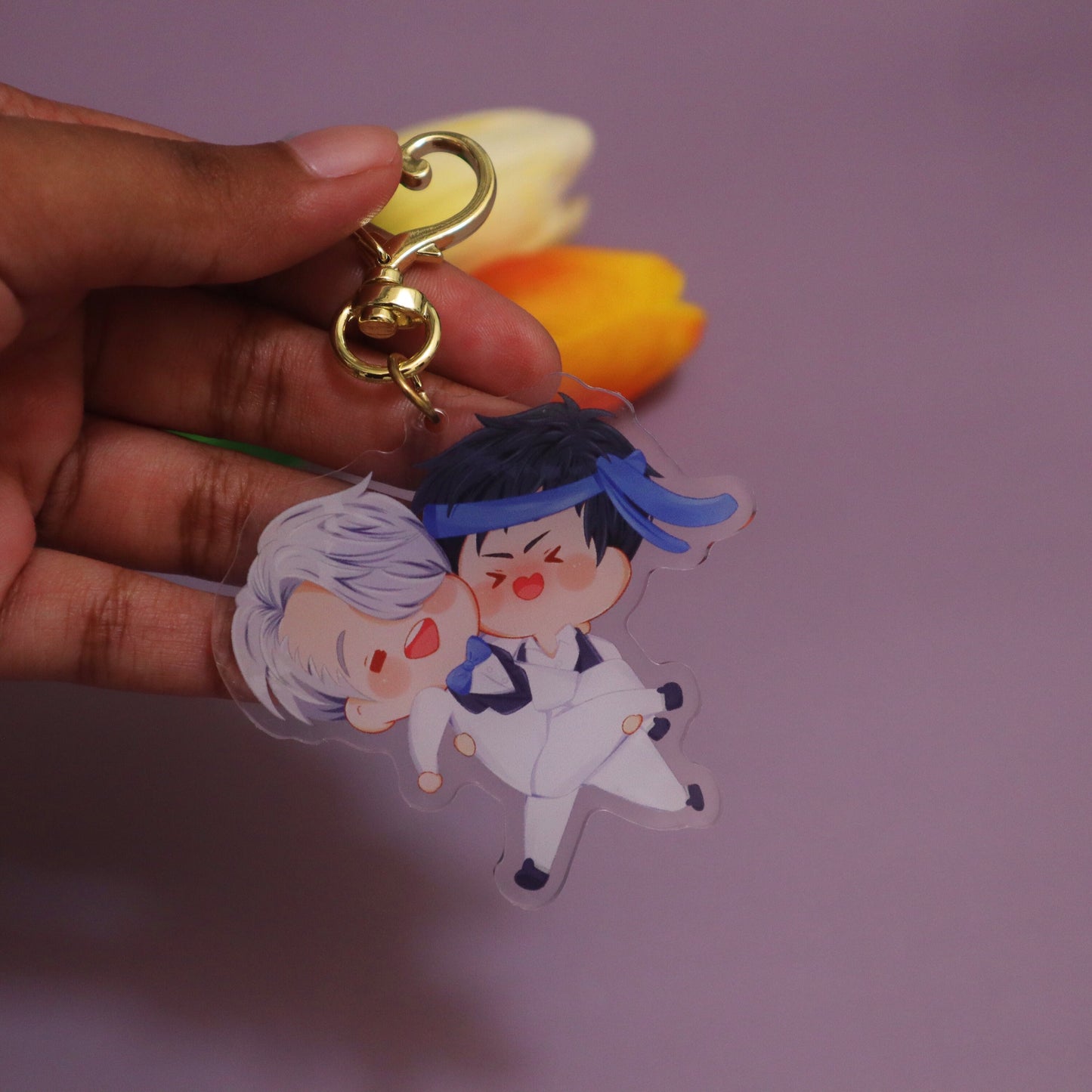 Victuuri YOI Keychain - Just Married Chibi - Kawaii Acrylic Chibi Keyring/Charms - Yaoi/Boys Love Keychain