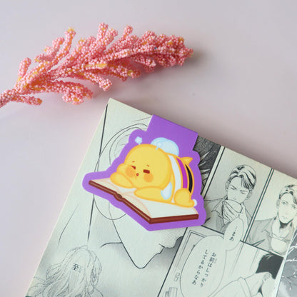 Non-Binary Magnetic Bookmark- Subtle LGBT Enby Mascot Bennie- Kawaii Bee Sleeping Bookmark