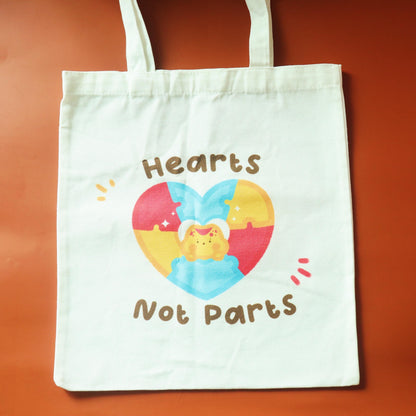 Pansexual Flag Tote Bag - Subtle LGBT Hearts Not Parts