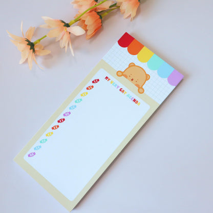 Gay Agenda LGBT Queer Notepad List - To-Do-List Magnetic Grocery List - Pride Flag Kawaii Bear, Candi