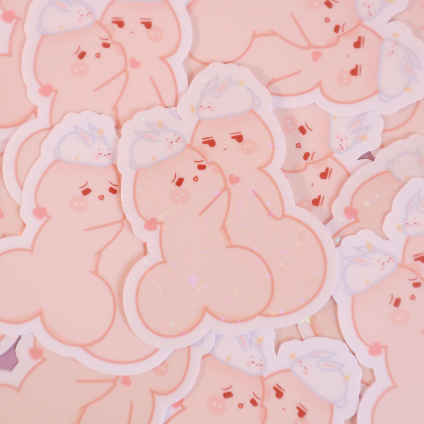Chibi Penis Cute Rabbit Year - Yaoi/BL Manhwa Uke-chin Seme-chin Waterproof Holographic/Glossy/Matte Laptop Decal Stickers