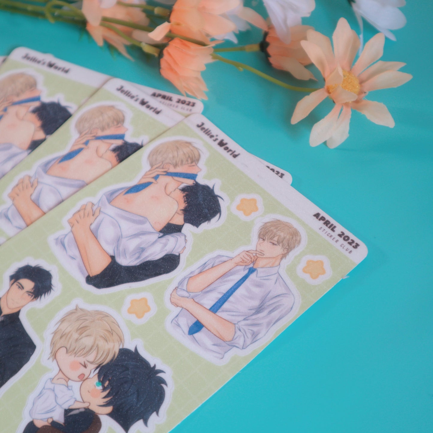 Office AU Fanart Sticker Sheet - Yaoi/BL Manhwa  - Waterproof Laptop Stickers Glitter/Glossy/Matte